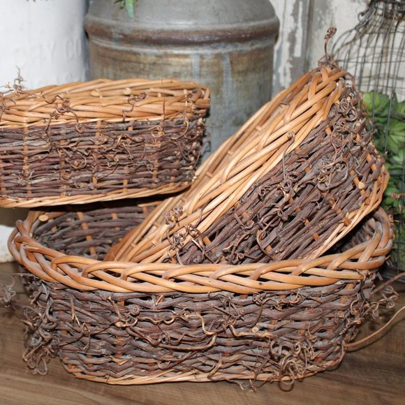 NEW Set of 3 Large Rustic French Country Farmhouse Willow Nesting Baskets - Picture 9 of 12